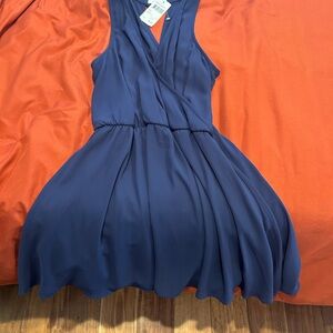 Elegant Navy Blue Sleeveless Dress